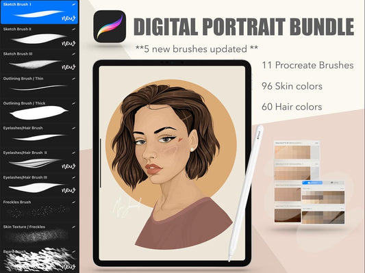 Portrait Bundle / Procreate brushes / Portrait brushes / Skin clor / hair color / Digital Portrait brush
