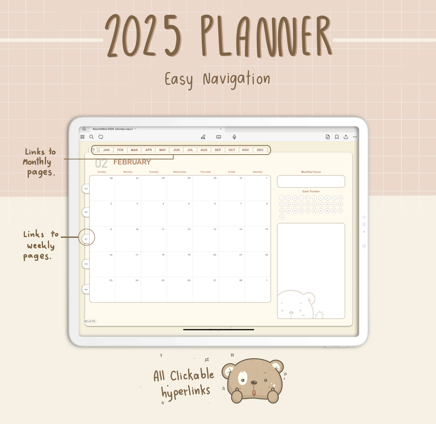 2025 Digital Planner / Mossi the Bear Planner