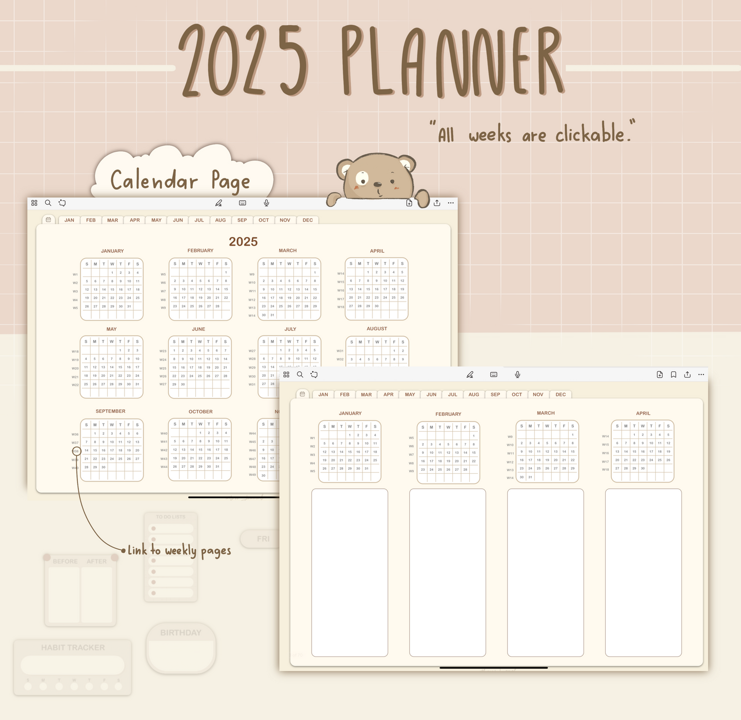 2025 Digital Planner / Mossi the Bear Planner