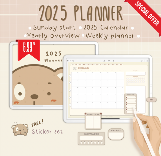 2025 Digital Planner / Mossi the Bear Planner